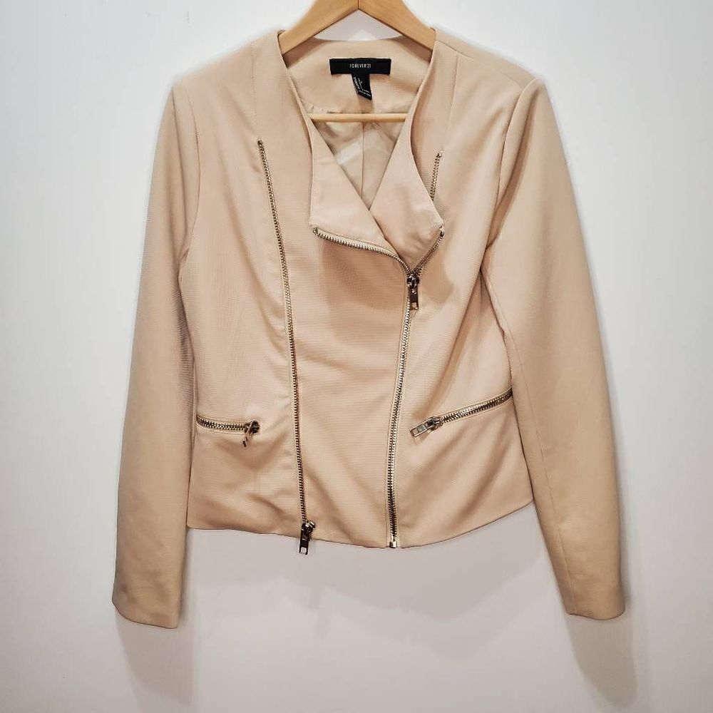 Forever 21 Lightweight Moto Style Double Zip Jacket‎ Size Large